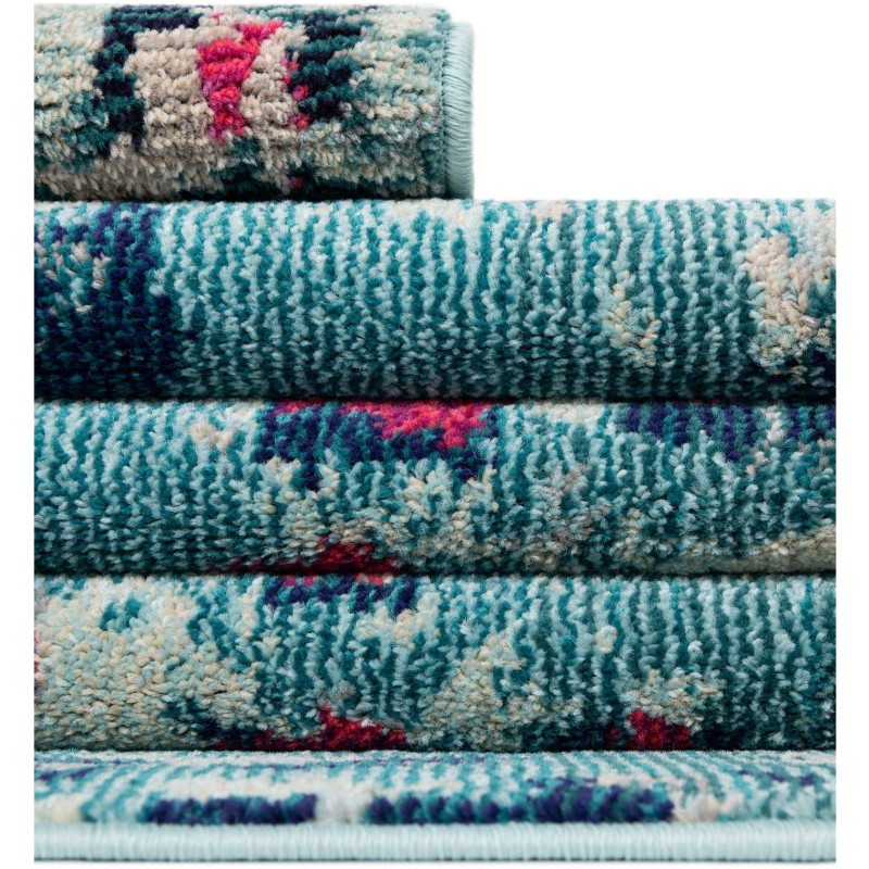 Tapete Oasis con Manchas Azul y Rojo