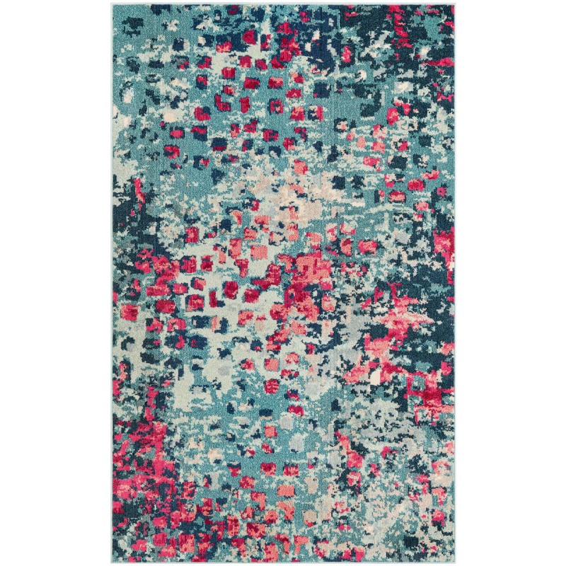 Tapete Oasis con Manchas Azul y Rojo