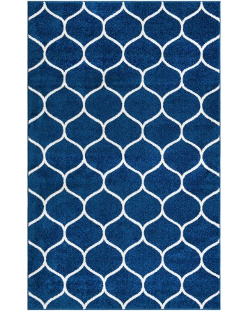Tapete Enrejado Curvo en Azul Marino