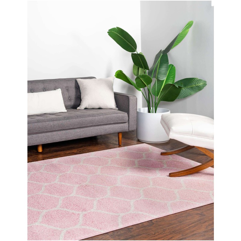 Tapete Enrejado Curvo en Rosa Claro