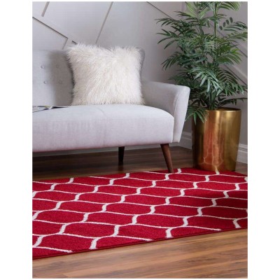 Tapete Enrejado Curvo en Rojo