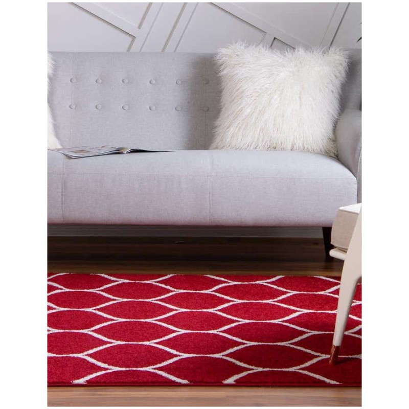 Tapete Enrejado Curvo en Rojo