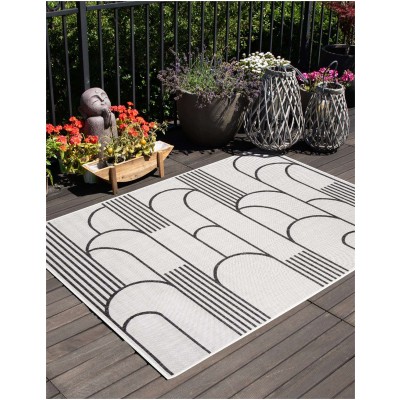 Tapete Moderno Exterior Blanco y Negro de Arcos