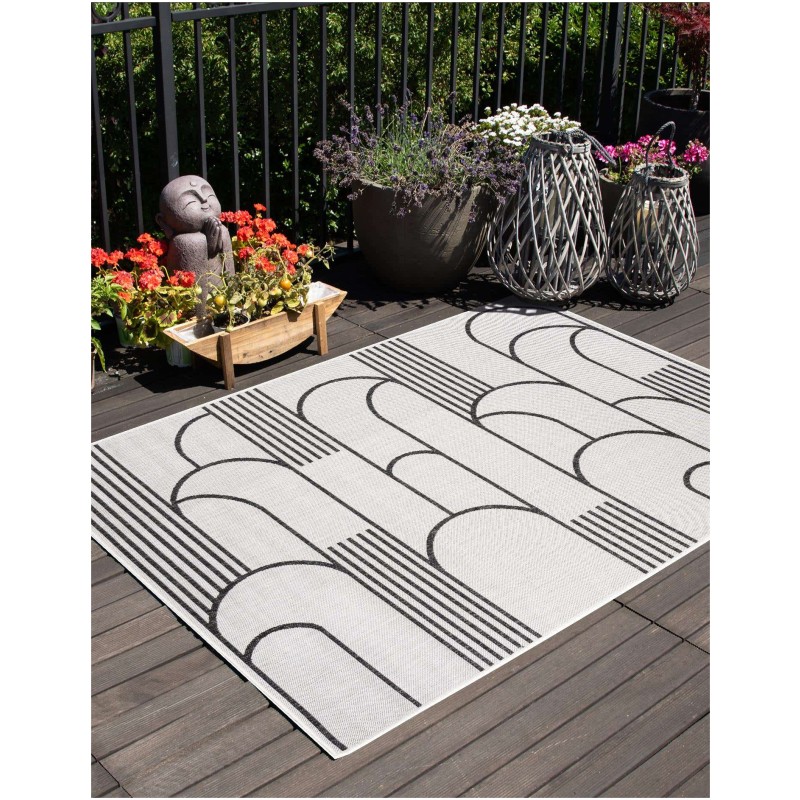 Tapete Moderno Exterior Blanco y Negro de Arcos