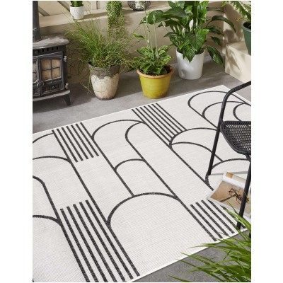 Tapete Moderno Exterior Blanco y Negro de Arcos