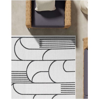 Tapete Moderno Exterior Blanco y Negro de Arcos