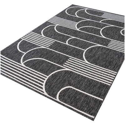 Tapete Moderno Exterior Negro y Blanco de Arcos