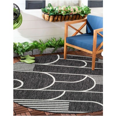 Tapete Moderno Exterior Negro y Blanco de Arcos