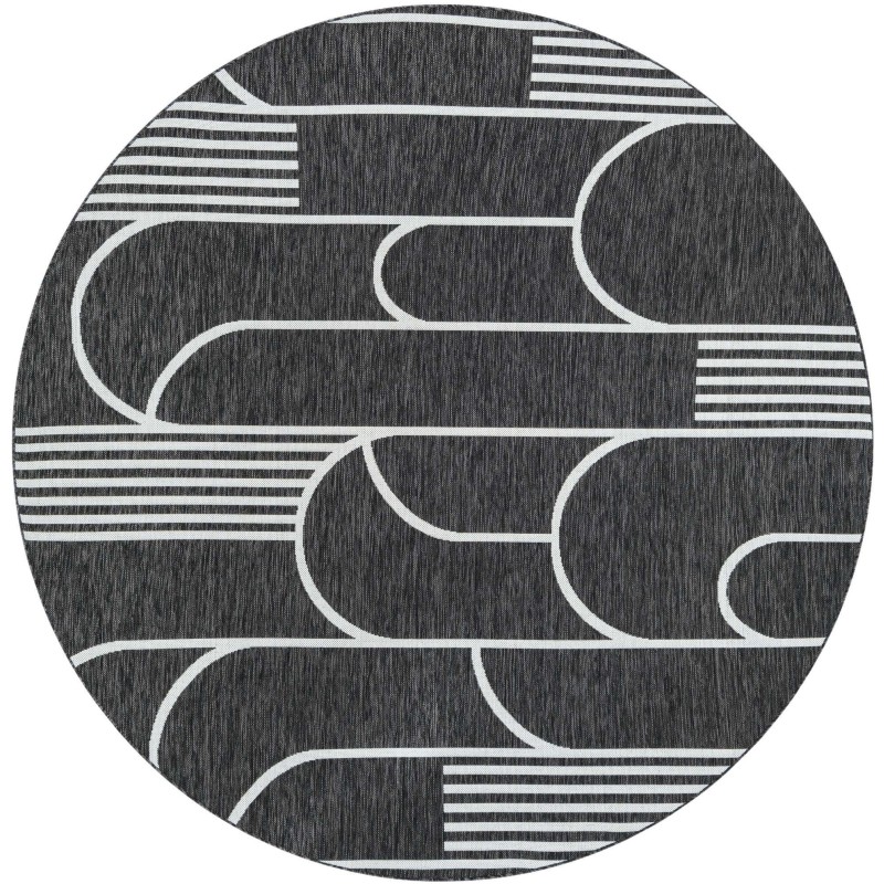 Tapete Moderno Exterior Negro y Blanco de Arcos