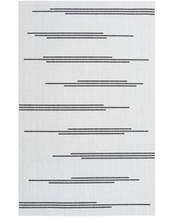 Tapete Moderno Exterior Blanco y Negro de Rayas Grupales