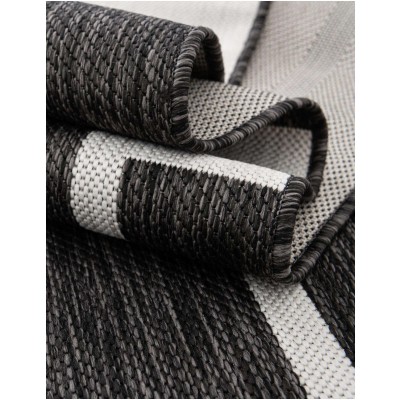 Tapete Moderno Exterior Negro y Blanco de Cuadrícula Incompleta