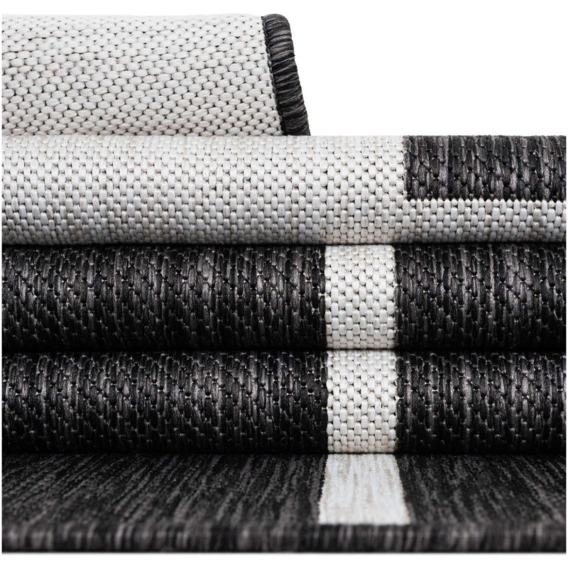 Tapete Moderno Exterior Negro y Blanco de Cuadrícula Incompleta