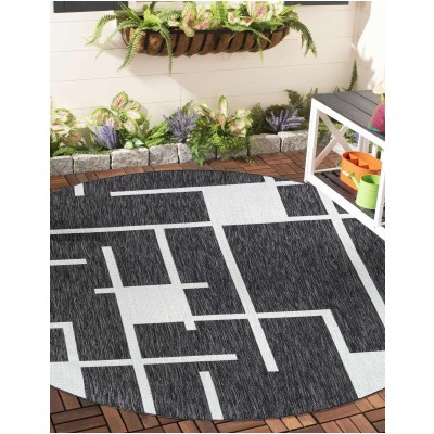 Tapete Moderno Exterior Negro y Blanco de Cuadrícula Incompleta
