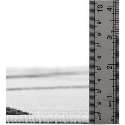 Tapete Moderno Exterior Blanco y Negro Franjas Sobrepuestas