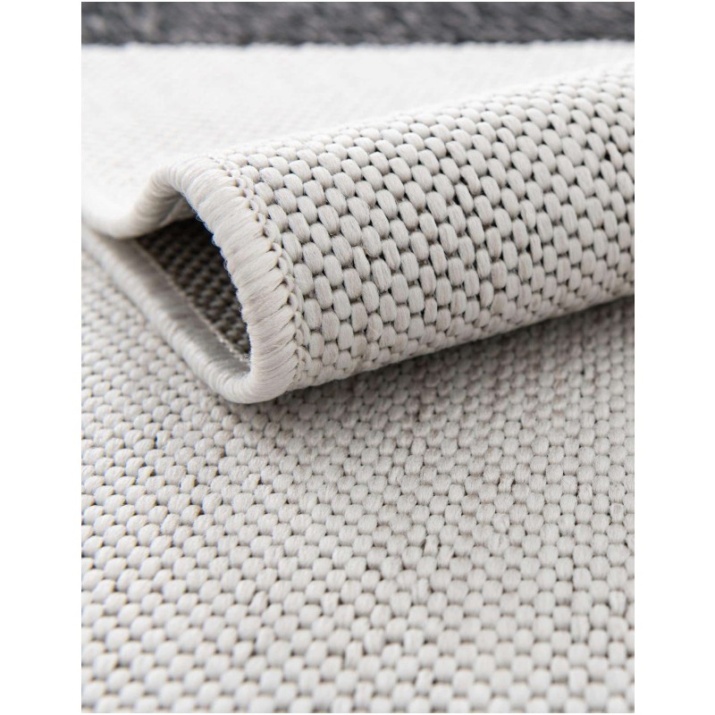 Tapete Moderno Exterior Blanco y Negro Franjas Sobrepuestas