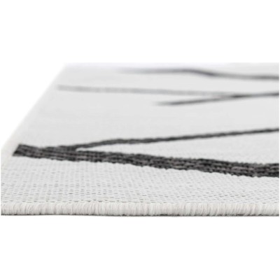 Tapete Moderno Exterior Blanco y Negro Franjas Sobrepuestas