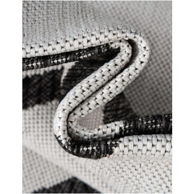 Tapete Moderno Exterior Blanco y Negro Franjas Sobrepuestas