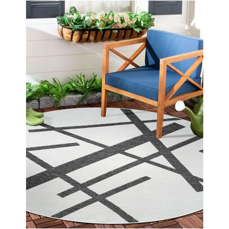 Tapete Moderno Exterior Blanco y Negro Franjas Sobrepuestas