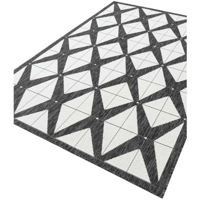 Tapete Moderno Exterior Blanco y Negro Mosaicos Cruzados