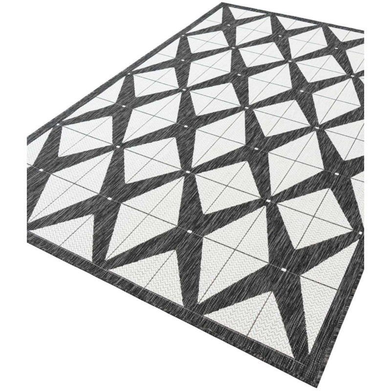 Tapete Moderno Exterior Blanco y Negro Mosaicos Cruzados