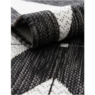 Tapete Moderno Exterior Blanco y Negro Mosaicos Cruzados