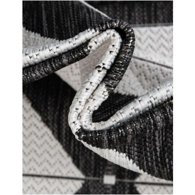 Tapete Moderno Exterior Blanco y Negro Mosaicos Cruzados