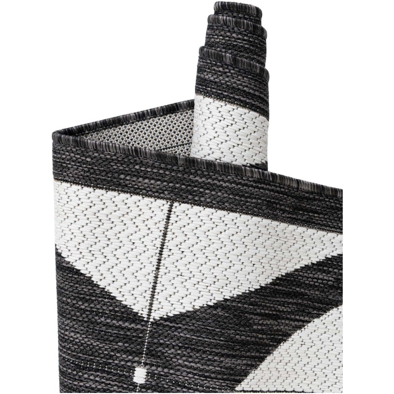 Tapete Moderno Exterior Blanco y Negro Mosaicos Cruzados