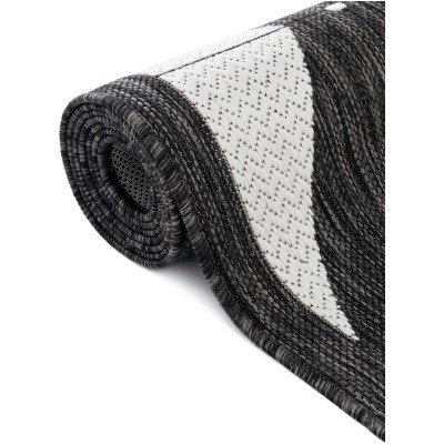 Tapete Moderno Exterior Blanco y Negro Mosaicos Cruzados