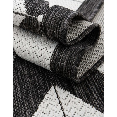 Tapete Moderno Exterior Blanco y Negro Mosaicos Cruzados