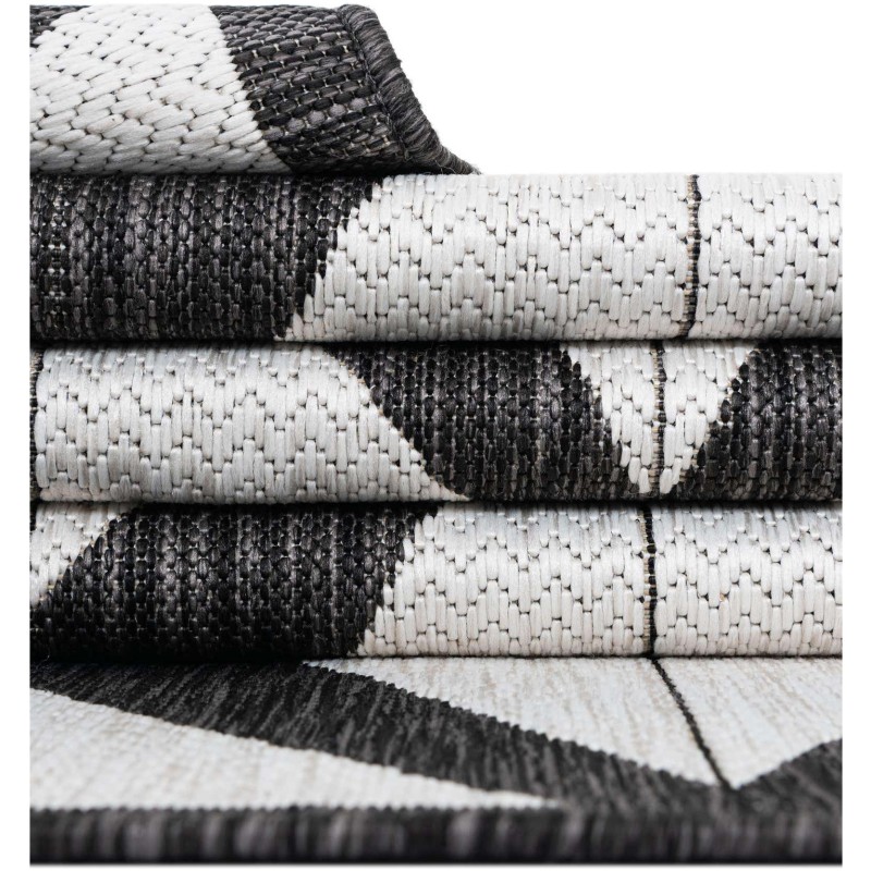 Tapete Moderno Exterior Blanco y Negro Mosaicos Cruzados