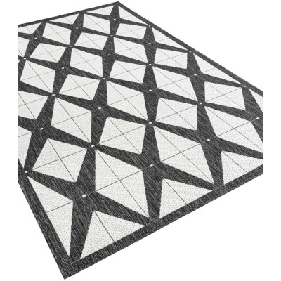 Tapete Moderno Exterior Blanco y Negro Mosaicos Cruzados