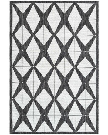 Tapete Moderno Exterior Blanco y Negro Mosaicos Cruzados