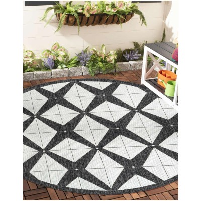 Tapete Moderno Exterior Blanco y Negro Mosaicos Cruzados