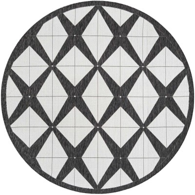 Tapete Moderno Exterior Blanco y Negro Mosaicos Cruzados