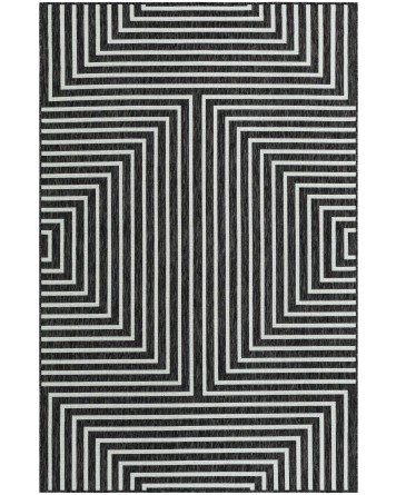 Tapete Moderno Exterior Negro y Blanco de Ejes Rectos