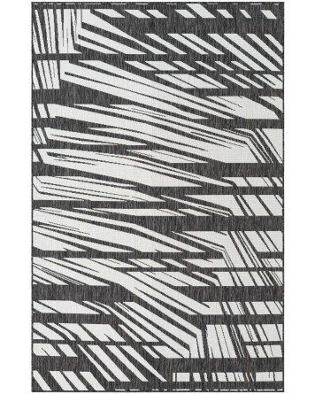 Tapete Moderno Exterior Negro y Blanco de Rayas Entrelazadas