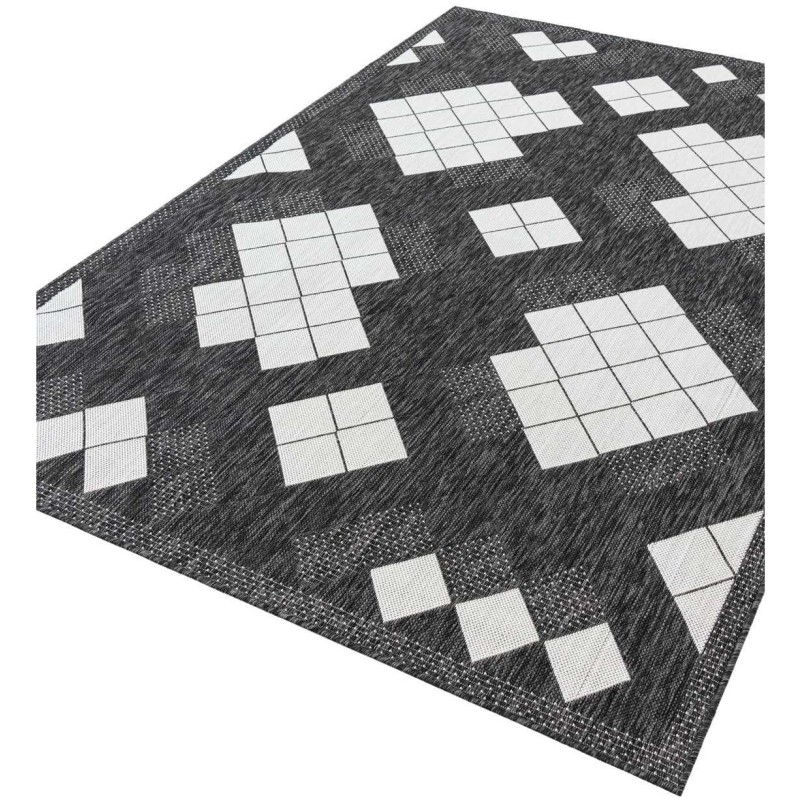 Tapete Moderno Exterior Blanco y Negro de Mosaicos