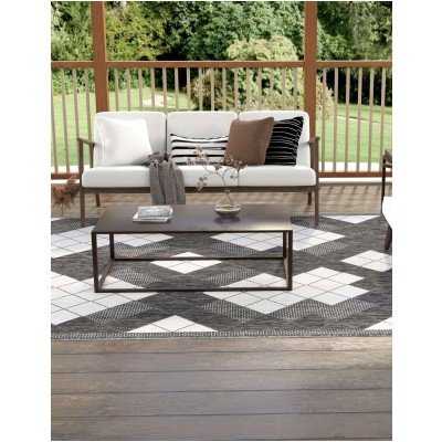 Tapete Moderno Exterior Blanco y Negro de Mosaicos