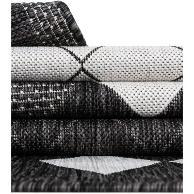 Tapete Moderno Exterior Blanco y Negro de Mosaicos