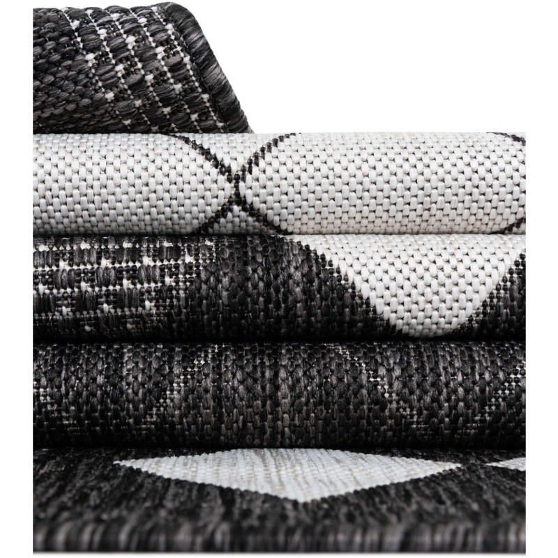 Tapete Moderno Exterior Blanco y Negro de Mosaicos