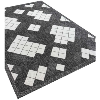 Tapete Moderno Exterior Blanco y Negro de Mosaicos
