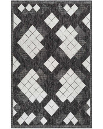 Tapete Moderno Exterior Blanco y Negro de Mosaicos