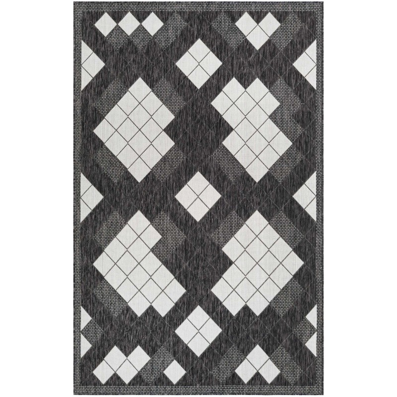 Tapete Moderno Exterior Blanco y Negro de Mosaicos