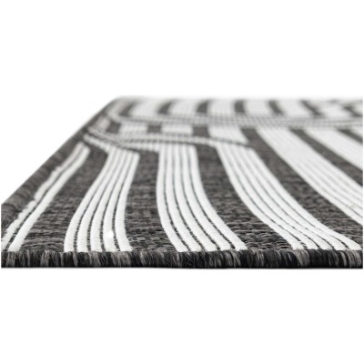 Tapete Moderno Exterior Blanco y Negro de Curvas Entrelazadas