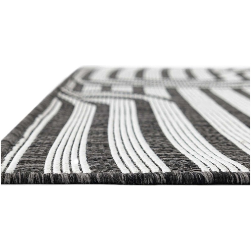 Tapete Moderno Exterior Blanco y Negro de Curvas Entrelazadas