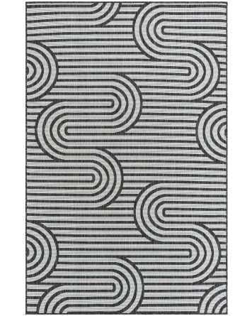 Tapete Moderno Exterior Blanco y Negro de Curvas Entrelazadas