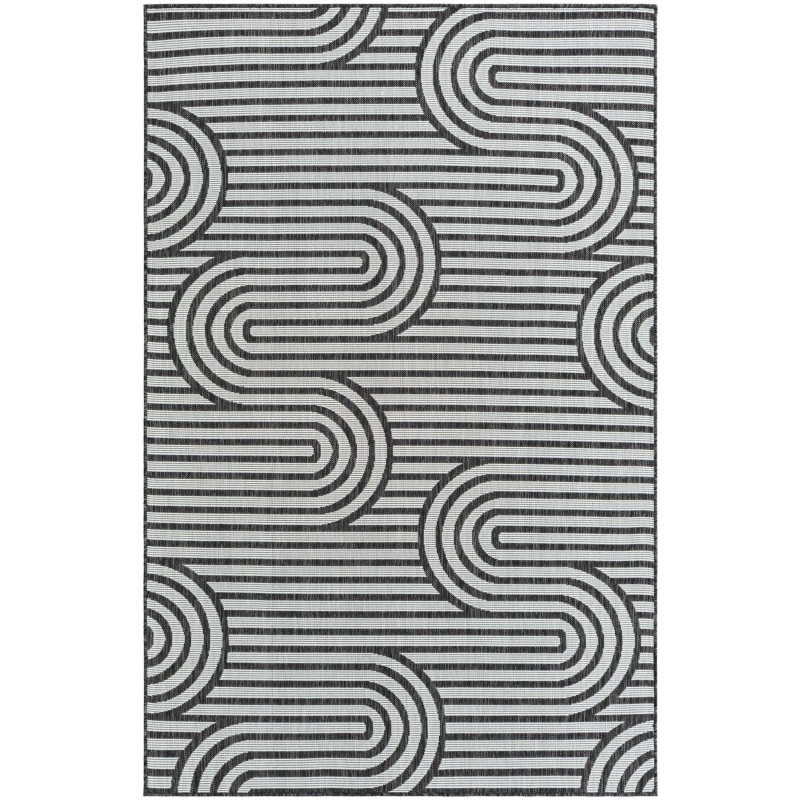 Tapete Moderno Exterior Blanco y Negro de Curvas Entrelazadas