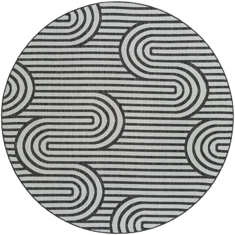 Tapete Moderno Exterior Blanco y Negro de Curvas Entrelazadas