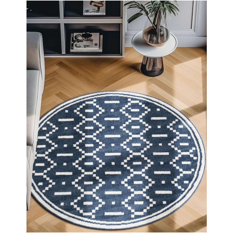 Tapete Acuerdo Rombos y Rayas en Azul