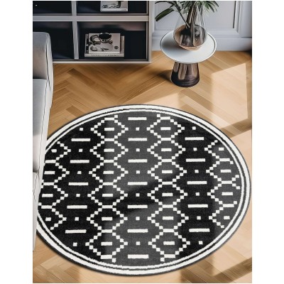 Tapete Acuerdo Rombos y Rayas en Negro